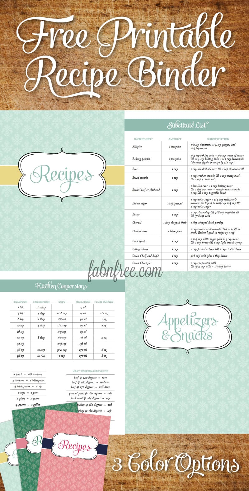 FREE Printable Recipe Binder FREE Printable Recipe Binder