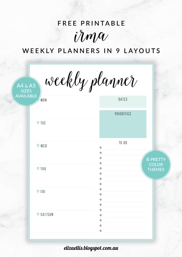FREE Printable Weekly Planners FREE Printable Weekly Planners