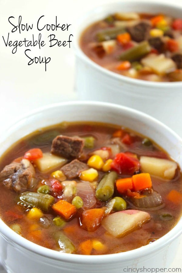 Slow Cooker Vegetable Beef Soup via CincyShopper Slow Cooker Vegetable Beef Soup via CincyShopper